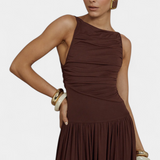 Maddy Vestido Maxi Sin Mangas Drapeado Lateral Exclusivo