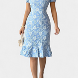 Champel Vestido Midi Floral Exclusiva Mangas Abullonadas