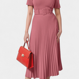 Seliora Vestido Midi De Trabajo Con Cinturón Plisados Elite