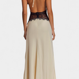 Ashanty Vestido Largo Halter Con Encaje Transparente Elite