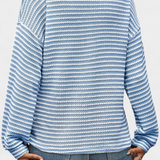 Rumer Top Rayas Acanalada Cuello en V Exclusiva Botones