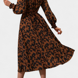 Nerin Vestido A Line Leopardo Exclusivo Cintura Ajustable