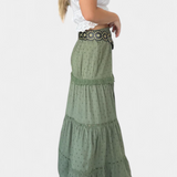 Dalia Falda Maxi Boho Con Encaje Abertura Frontal Exclusiva