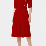 Zandie Vestido Pliegues Colección Botones Decorativos Elite