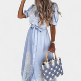 Nerea Vestido Camisero Bordado Floral Manga Abullonada Ltda