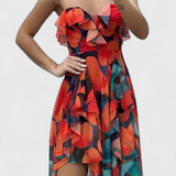 Andy Vestido Maxi Sin Mangas Capas Volantes Exclusivo
