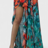 Andy Vestido Maxi Sin Mangas Capas Volantes Exclusivo