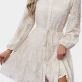 Soreia Vestido Camisero Botones Manga Texturizada Exclusivo