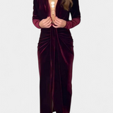 LaVerna Vestido Largo De Terciopelo Dorado Colección Privada