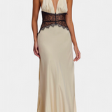 Ashanty Vestido Largo Halter Con Encaje Transparente Elite