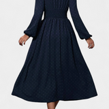 Faela Vestido Midi Oficina Lunares Suizos Exclusiva
