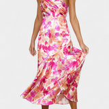 Reya Vestido Asimétrico Un Hombro Estampado Floral Premium