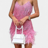 Sheril Vestido Mini De Plumas Colección Exclusiva Noche