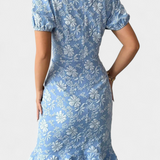 Champel Vestido Midi Floral Exclusiva Mangas Abullonadas