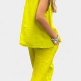 Leona Conjunto Chaleco Pantalón Algodón Lino Exclusivo