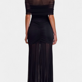 Alodia Vestido Maxi Hombros Con Capa De Malla Exclusivo