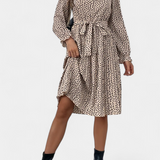 Evabeth Vestido Midi Plisado Leopardo Edicion Limitada