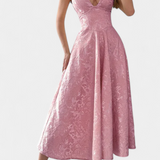 Gilda Vestido Midi Jacquard Exclusiva Cintura Alta