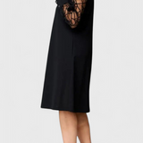 Bellezza Vestido Negro con Mangas de Malla Colección Premium