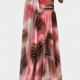 Cedara Vestido Largo Un Hombro Detalle Floral Seda Privada