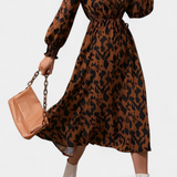 Nerin Vestido A Line Leopardo Exclusivo Cintura Ajustable