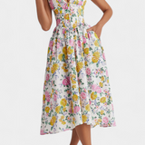Margie Vestido Midi Estampado Floral Romántico Exclusivo