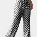 Iliana Pantalones Pierna Ancha Estampado Cuadros Exclusivo