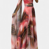 Cedara Vestido Largo Un Hombro Detalle Floral Seda Privada