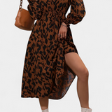 Nerin Vestido A Line Leopardo Exclusivo Cintura Ajustable