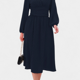 Faela Vestido Midi Oficina Lunares Suizos Exclusiva