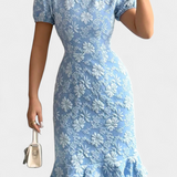 Champel Vestido Midi Floral Exclusiva Mangas Abullonadas