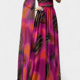 Cedara Vestido Largo Un Hombro Detalle Floral Seda Privada
