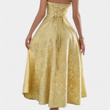 Gilda Vestido Midi Jacquard Exclusiva Cintura Alta