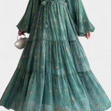 Tavira Vestido Floral de Manga Larga con Cinturón Exclusivo