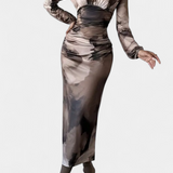 Ashlyn Vestido Largo Degradado Exclusivo Con Cuello En V