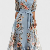 Arlet Vestido Midi Floral Escote en V Colección Exclusiva