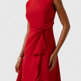 Claudia Vestido Midi Asimétrico Drapeado Exclusivo Elegante