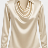 Dilnaz Blusa Satinada Con Escote En Cascada De Lujo