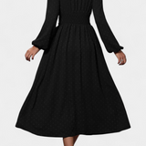 Faela Vestido Midi Oficina Lunares Suizos Exclusiva