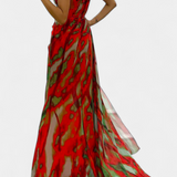 Aylin Vestido Maxi Asimétrico Estampado Colección Exclusiva