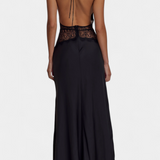 Ashanty Vestido Largo Halter Con Encaje Transparente Elite