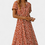 Rovena Vestido Midi Lunares Camisero Colección Exclusiva