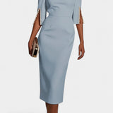 Reece Vestido Midi Con Perlas Cuello Redondo Exclusivo