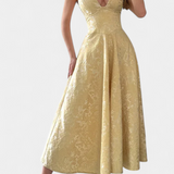 Gilda Vestido Midi Jacquard Exclusiva Cintura Alta