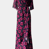 Sima Vestido Cruzado Estampado Botánico Seda Exclusivo