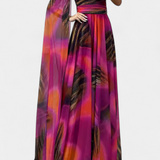 Cedara Vestido Largo Un Hombro Detalle Floral Seda Privada