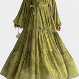 Tavira Vestido Floral de Manga Larga con Cinturón Exclusivo