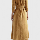 Sharon Vestido Midi Vintage Algodón Y Lino Exclusiva