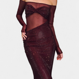 Dottie Vestido de Noche OffShoulder Transparencias Exclusivo