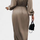 Giada Vestido Largo Seda Privada Escote V Abertura Lateral